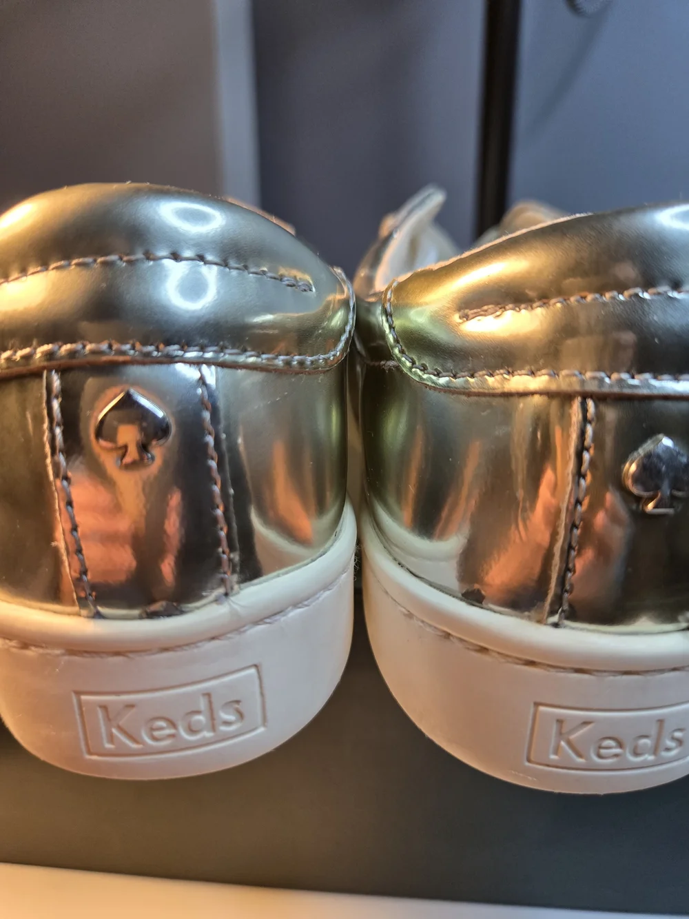 Kate Spade X Keds Silver Metallic Women's Sneakers - Casual Shine Size 6